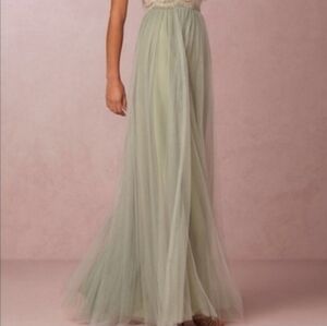 BHLDN Pale Sage Tulle Maxi Skirt